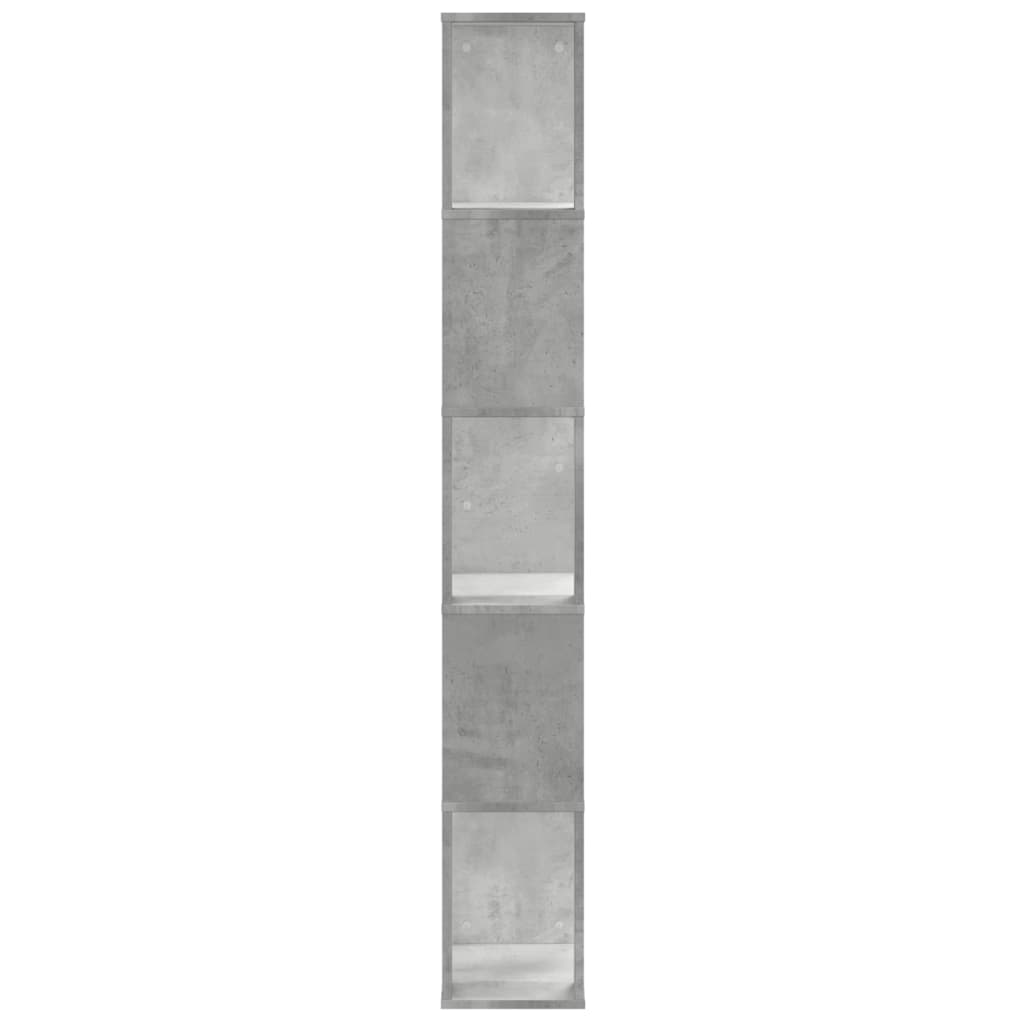 Bookcase 5 Shelves Concrete Grey 45x23.5x162.5 cm Wood Material