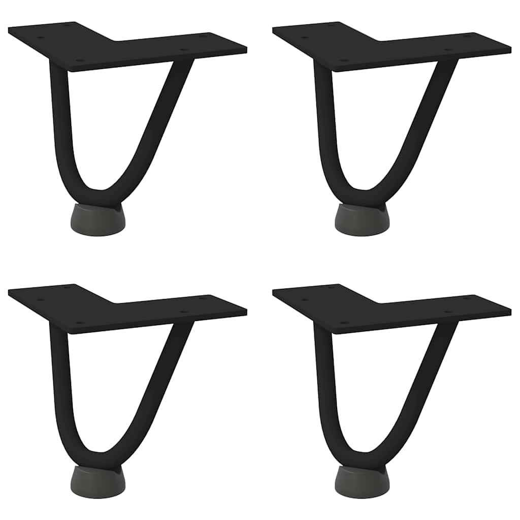 Pieds en épingle à cheveux pour table basse, 4 pièces, noir, 10 cm, acier massif