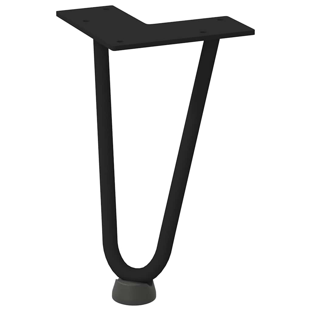 Pieds en épingle à cheveux pour table basse, 4 pièces, noir, 20 cm, acier massif