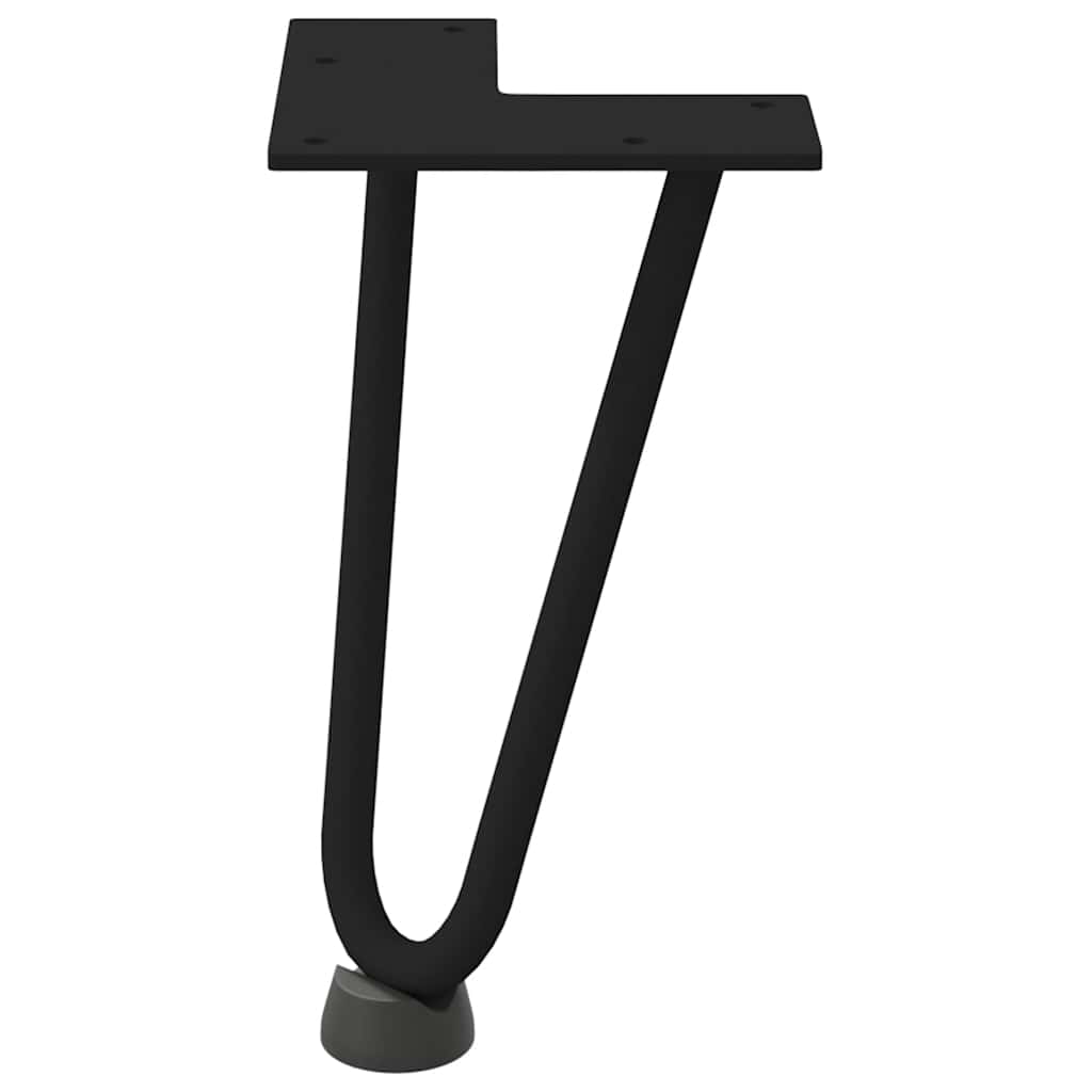 Pieds en épingle à cheveux pour table basse, 4 pièces, noir, 20 cm, acier massif