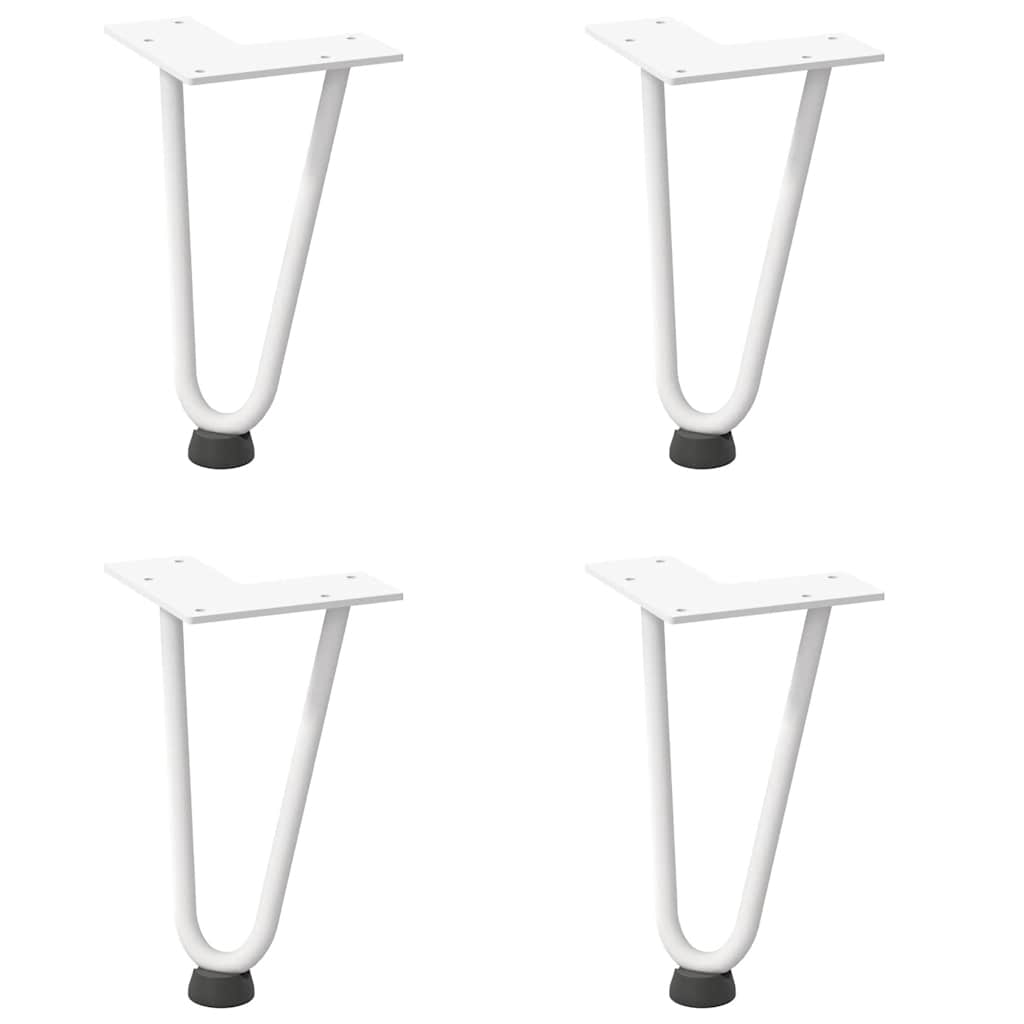 Pieds épingles à cheveux pour table basse, 4 pièces, acier massif, blanc, 20 cm