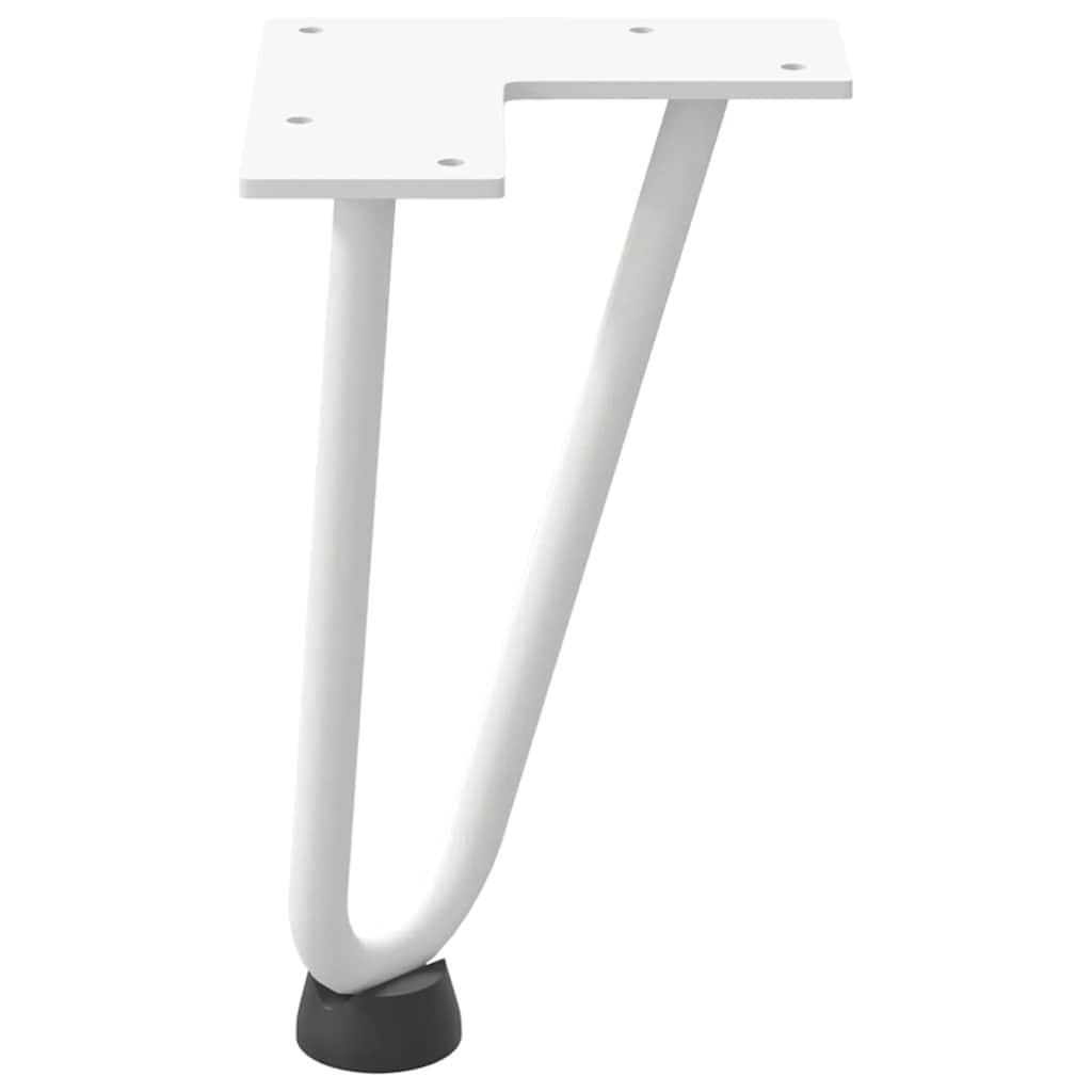 Pieds épingles à cheveux pour table basse, 4 pièces, acier massif, blanc, 20 cm