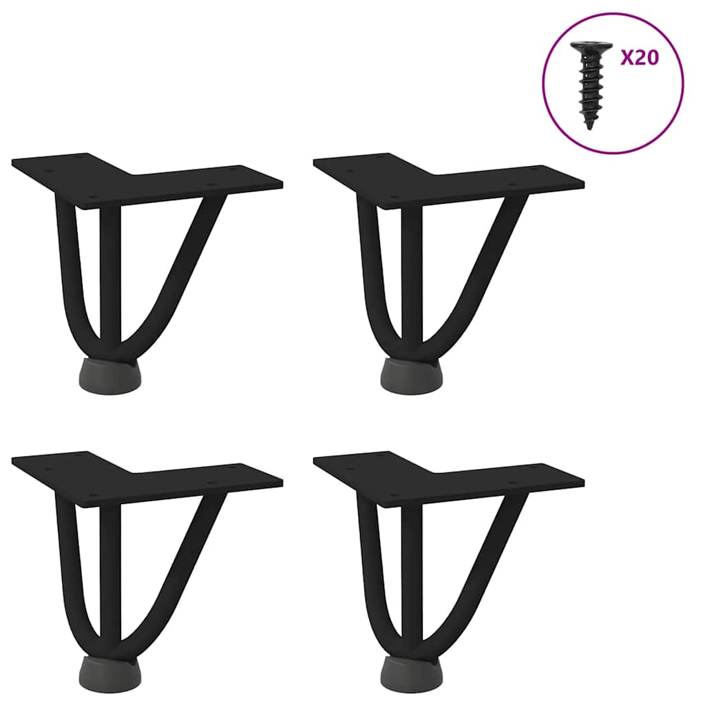 Haarnadelbeine für Couchtisch 4 Stk. Schwarz 10 cm Massivstahl