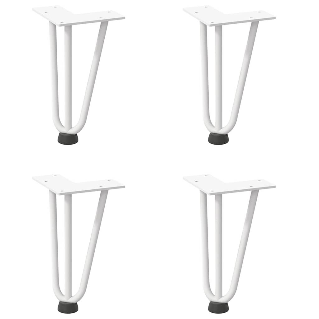 Pieds épingles à cheveux pour table basse, 4 pièces, acier massif, blanc, 20 cm