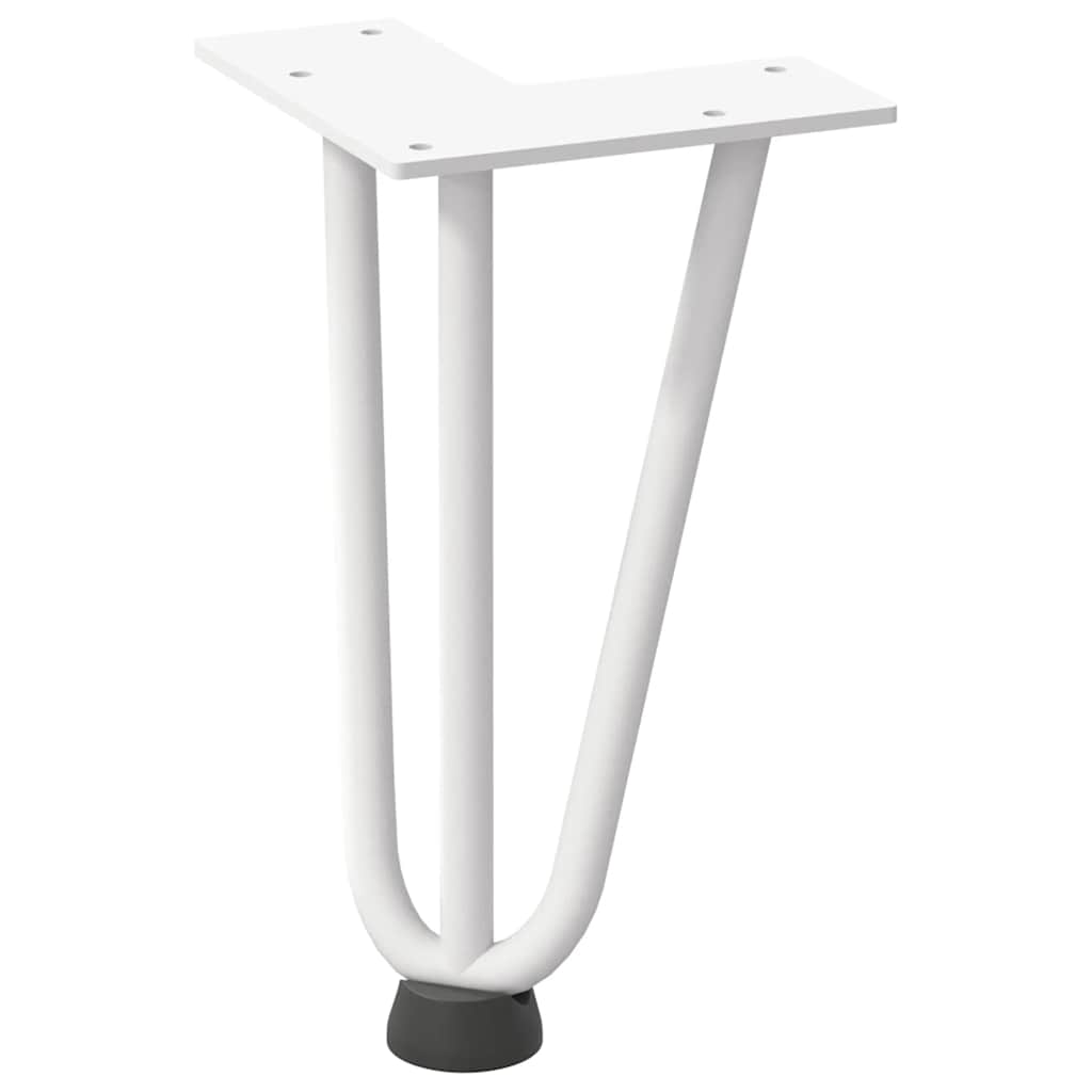 Pieds épingles à cheveux pour table basse, 4 pièces, acier massif, blanc, 20 cm