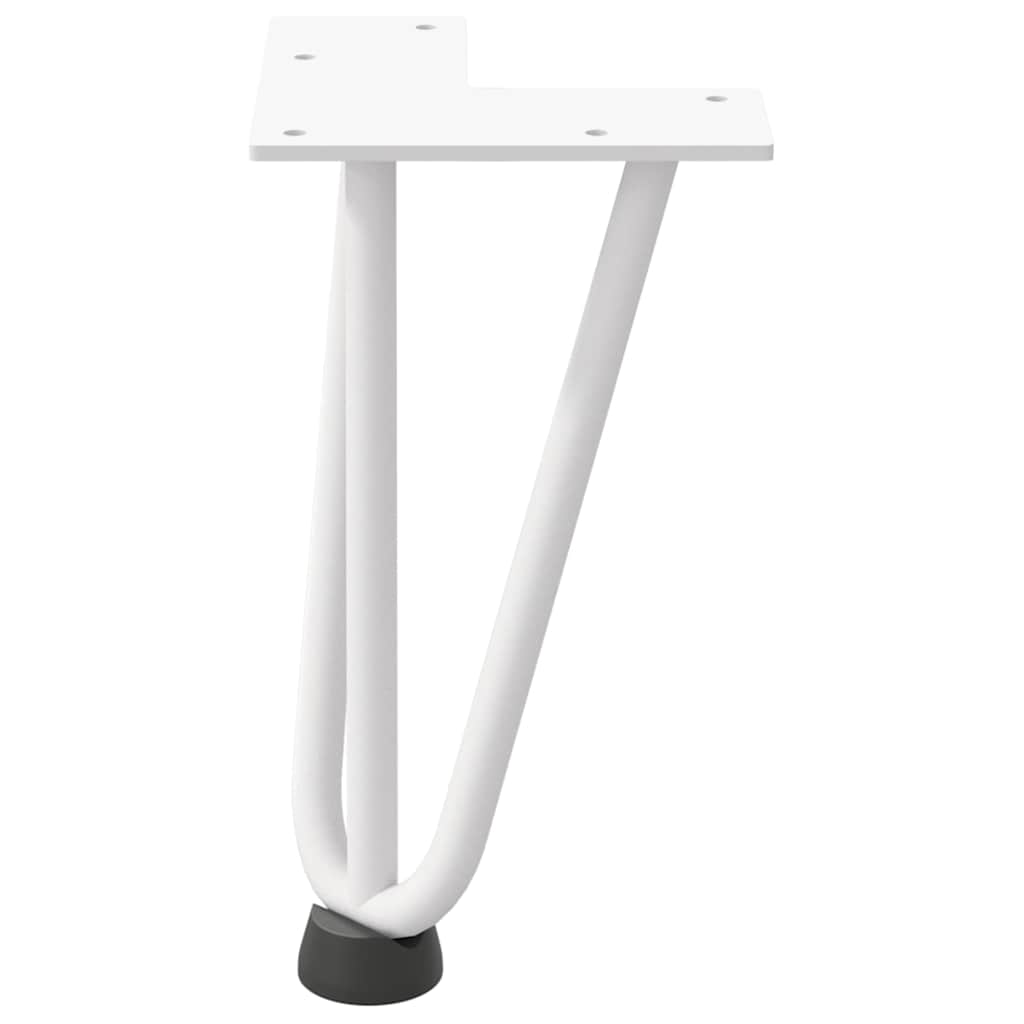 Pieds épingles à cheveux pour table basse, 4 pièces, acier massif, blanc, 20 cm