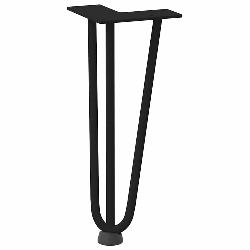 Pieds épingles à cheveux pour table basse, 4 pièces, acier massif, noir, 30 cm