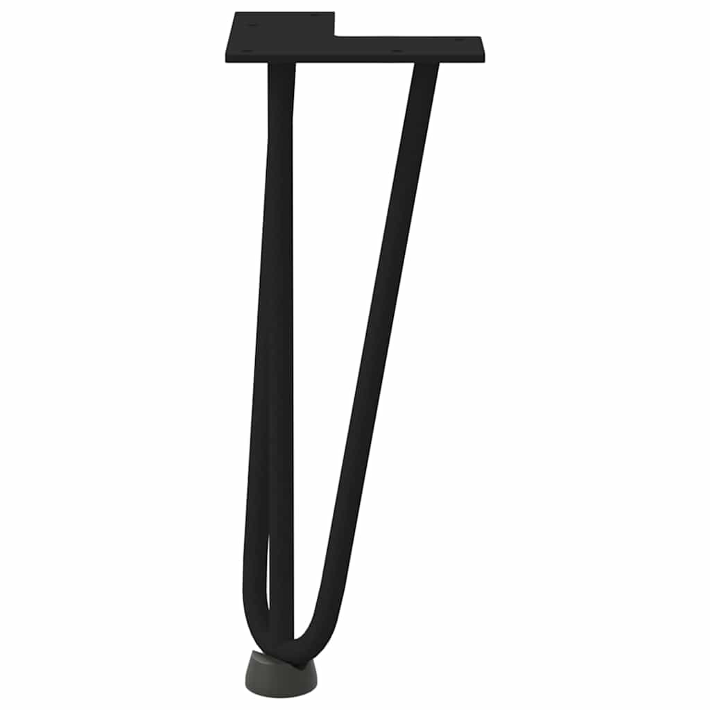 Pieds épingles à cheveux pour table basse, 4 pièces, acier massif, noir, 30 cm