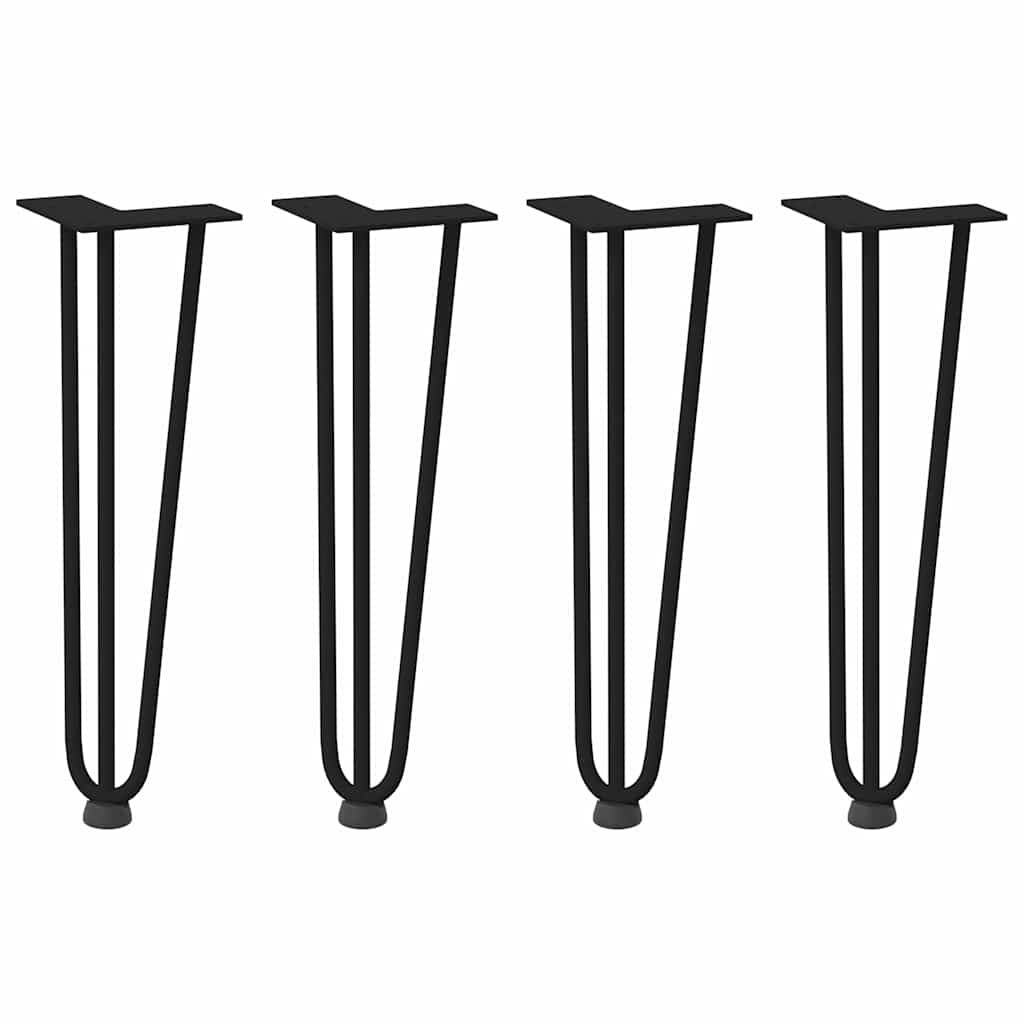 Pieds en épingle à cheveux pour table basse, 4 pièces, noir, 42 cm, acier massif