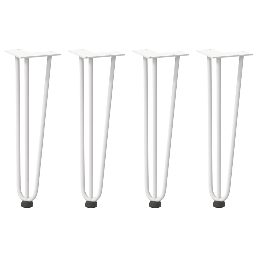 Pieds épingles à cheveux pour table basse, 4 pièces, blanc, 42 cm, acier massif