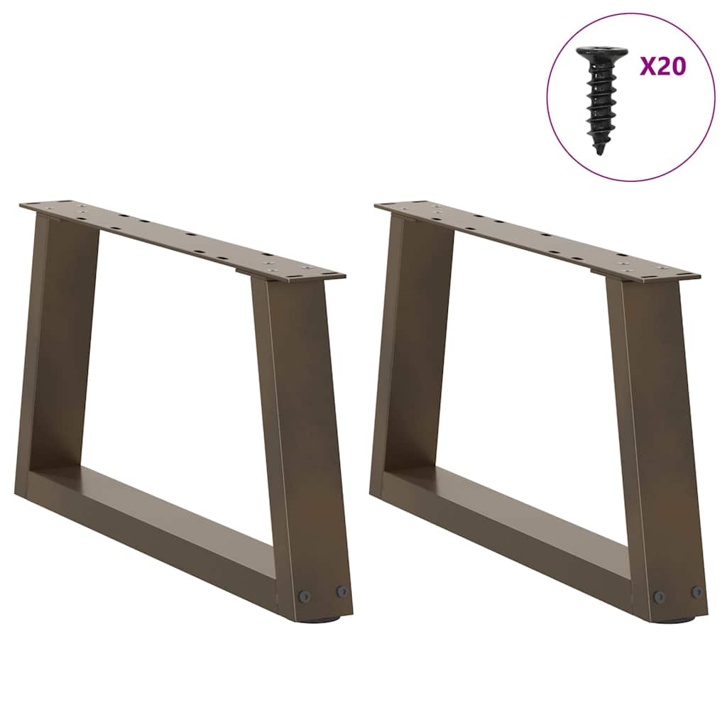 Pieds de table basse en V, 2 pièces, acier naturel, 50 x (30-31,3) cm