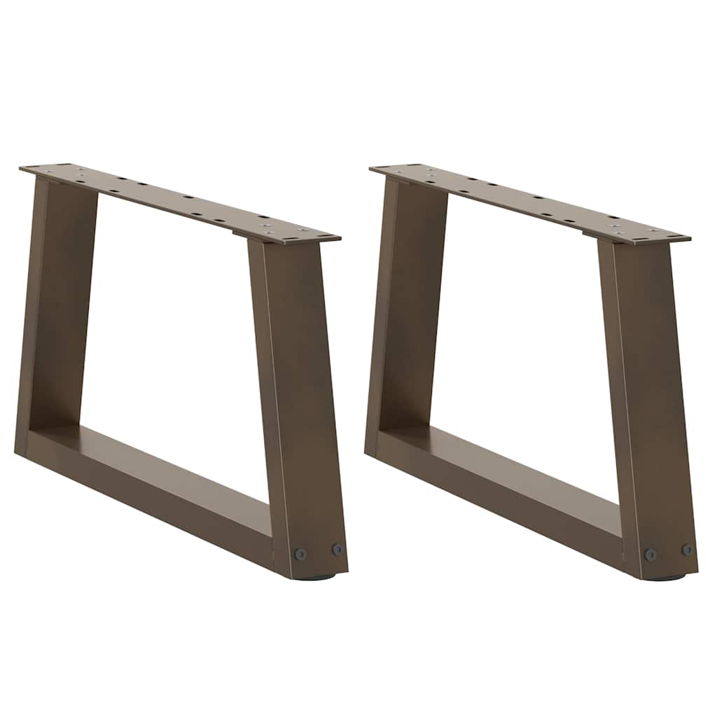 Pieds de table basse en V, 2 pièces, acier naturel, 60 x (30-31,3) cm
