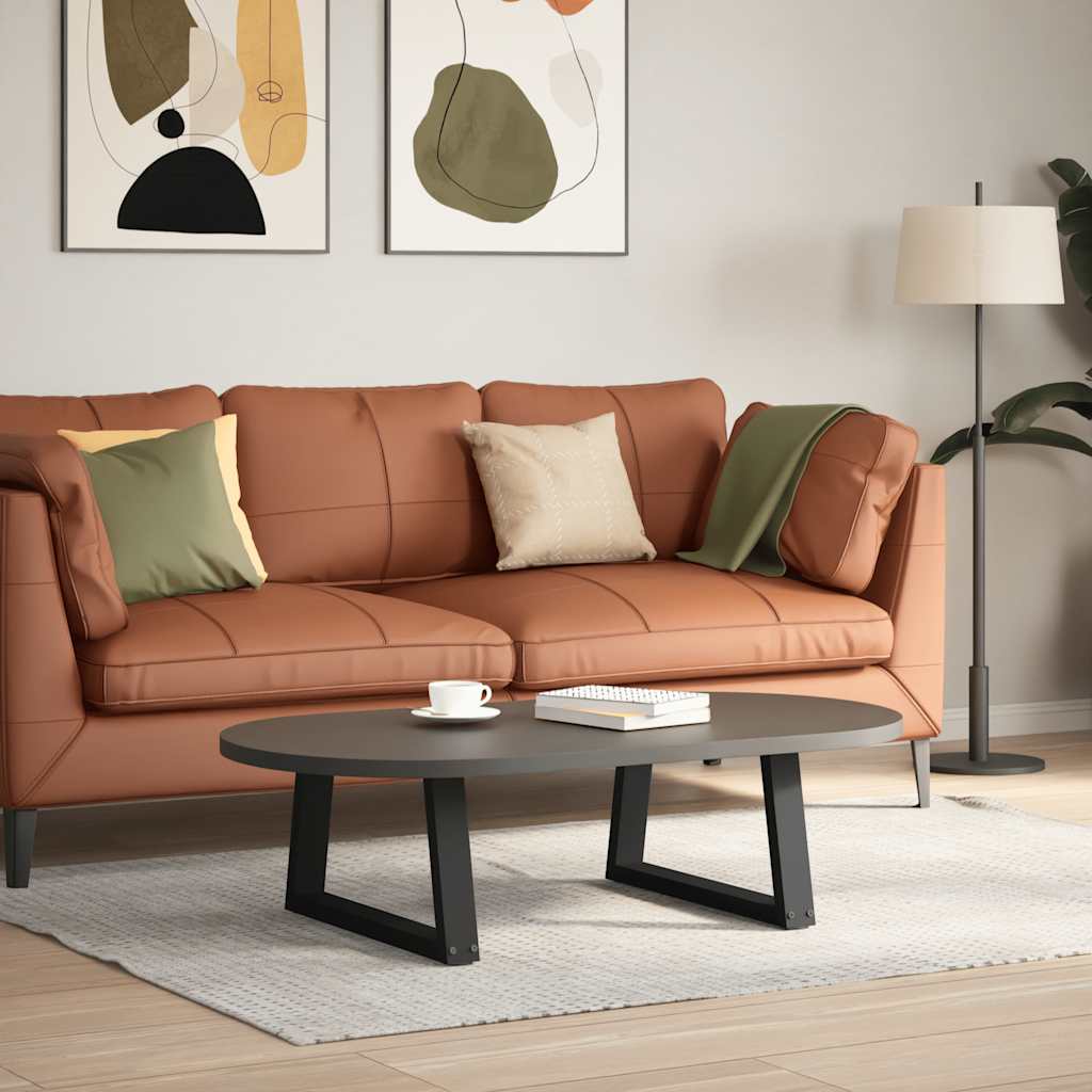 Pieds de table basse en V, 2 pièces, noir, 70 x (30-31,3) cm, acier