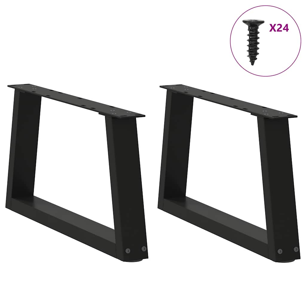 Pieds de table basse en V, 2 pièces, noir, 70 x (30-31,3) cm, acier