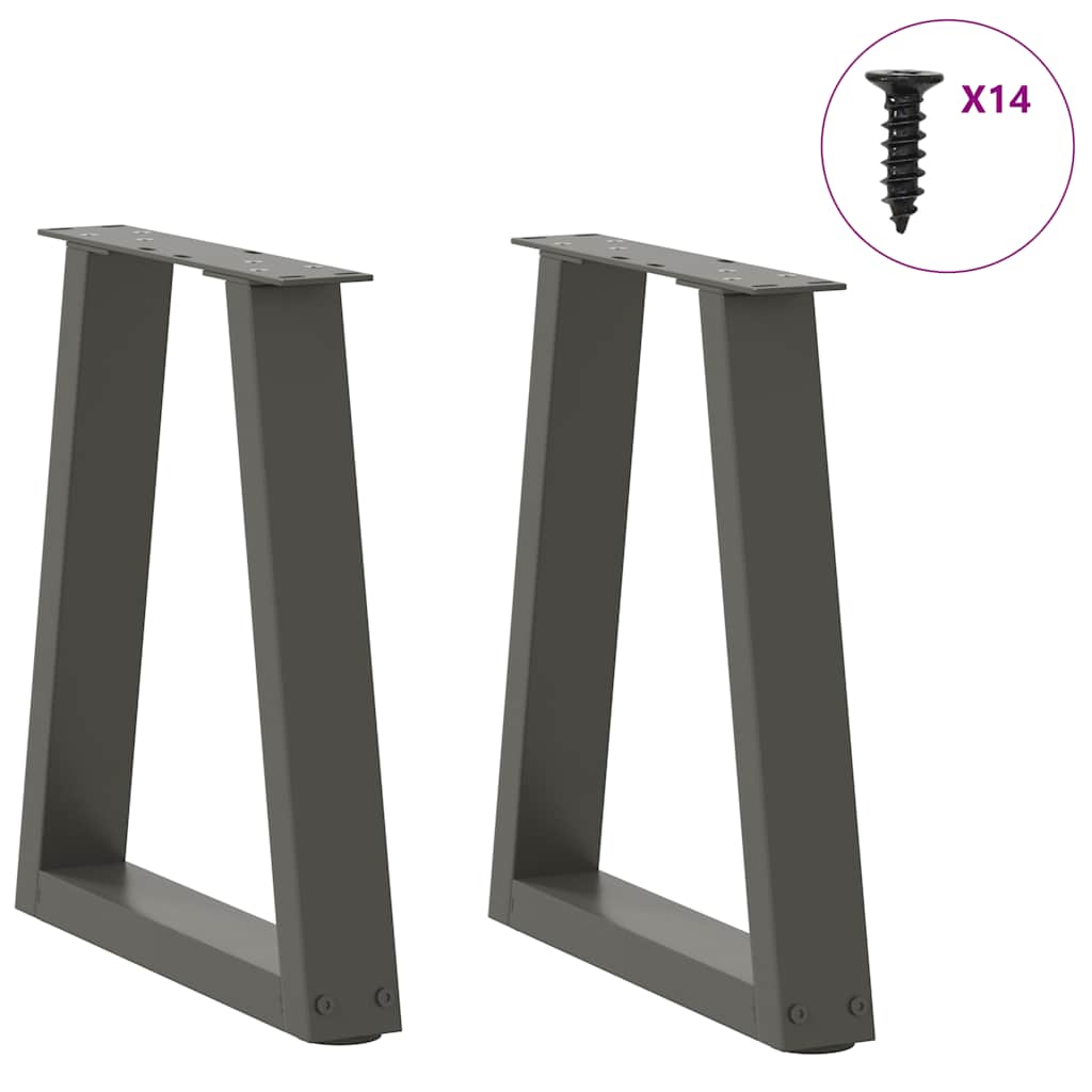 Pieds de table basse en V, 2 pièces, anthracite, 38 x (42-43,3) cm, acier