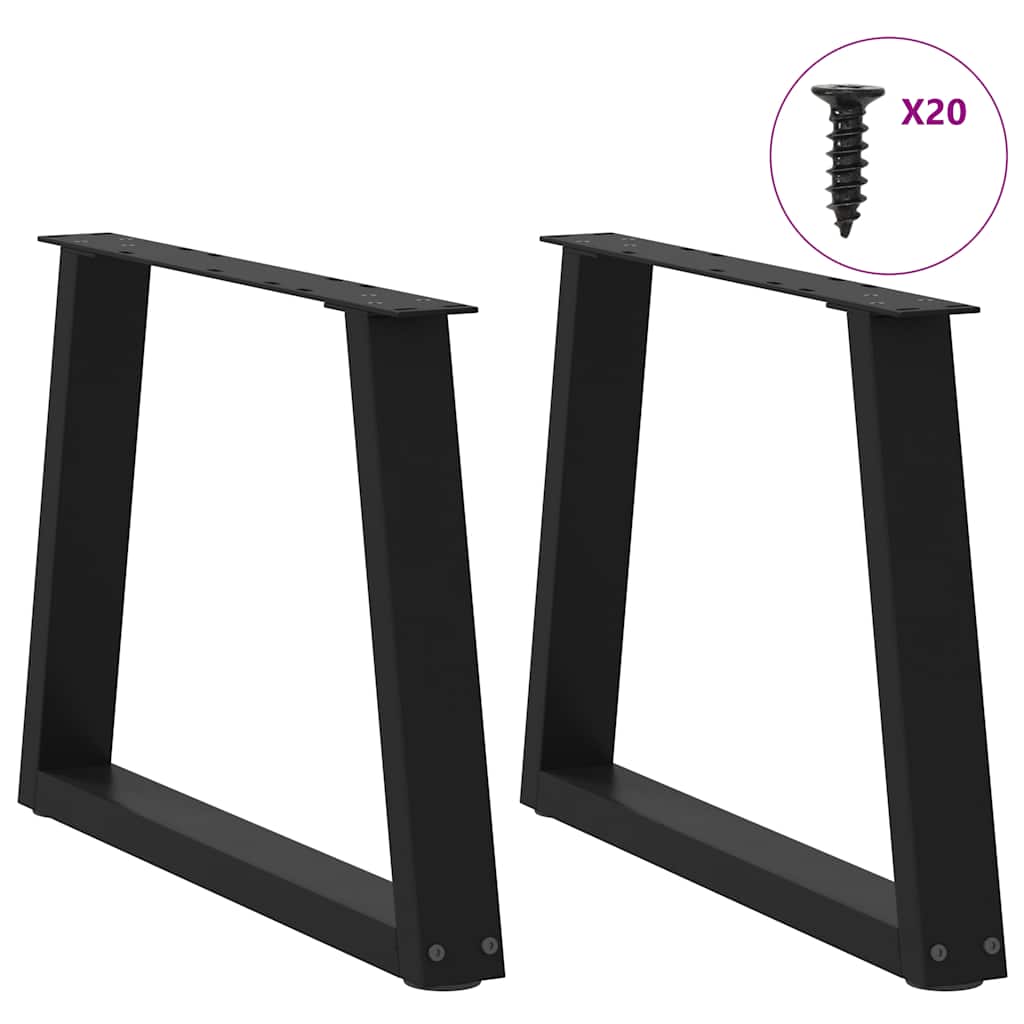 Pieds de table basse en V, 2 pièces, noir, 50 x (42-43,3) cm, acier