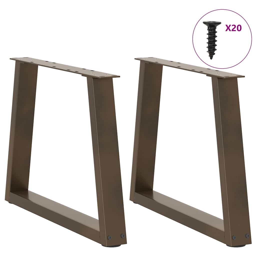 Pieds de table basse en V, 2 pièces, acier naturel, 50 x (42-43,3) cm
