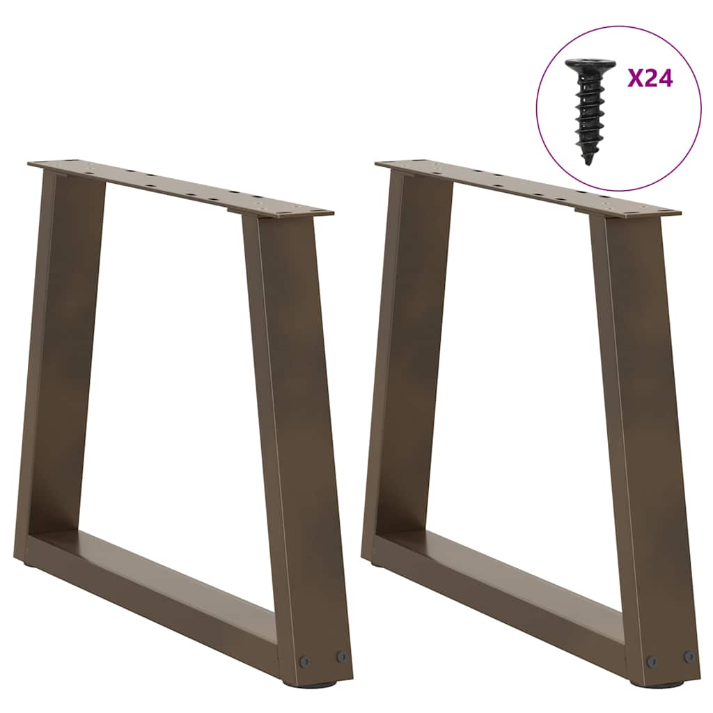 Pieds de table basse en V, 2 pièces, acier naturel, 60 x (42-43,3) cm