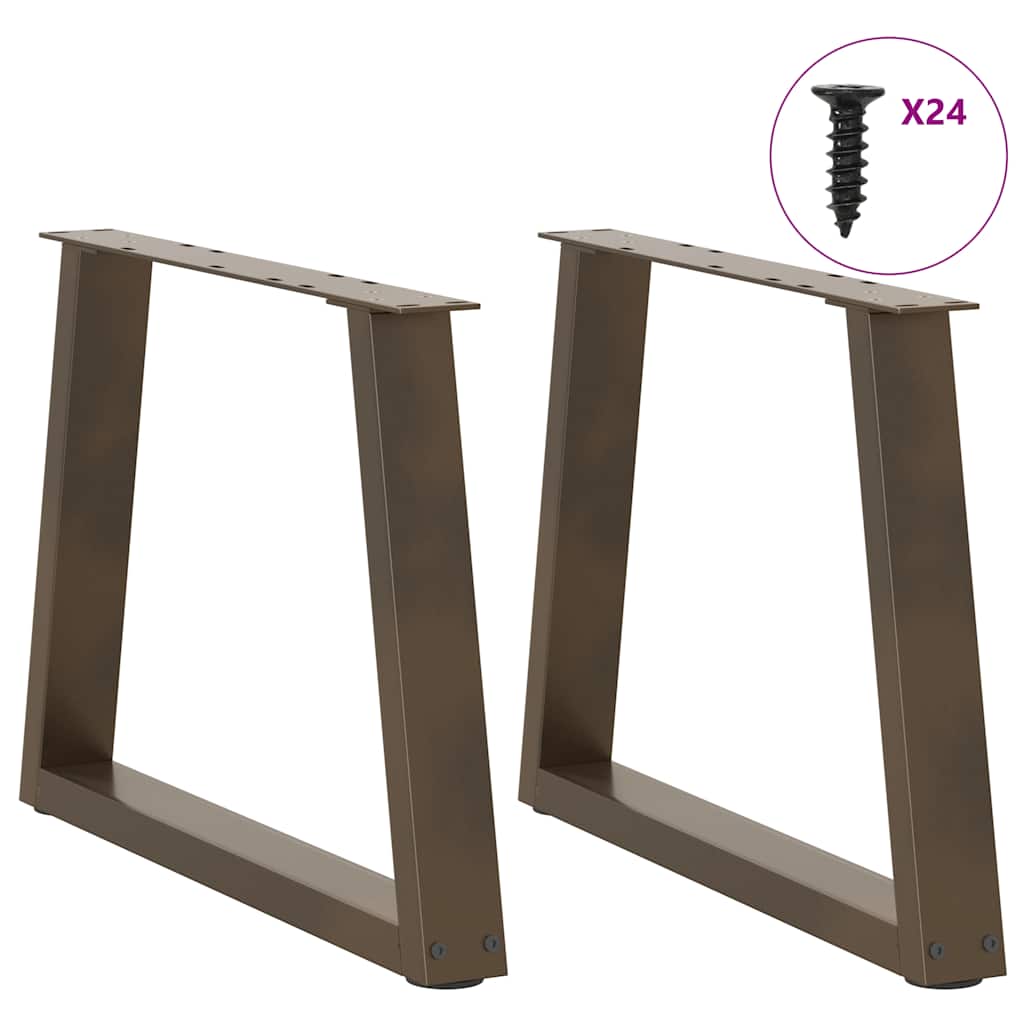 Pieds de table basse en V, 2 pièces, acier naturel, 70 x (42-43,3) cm