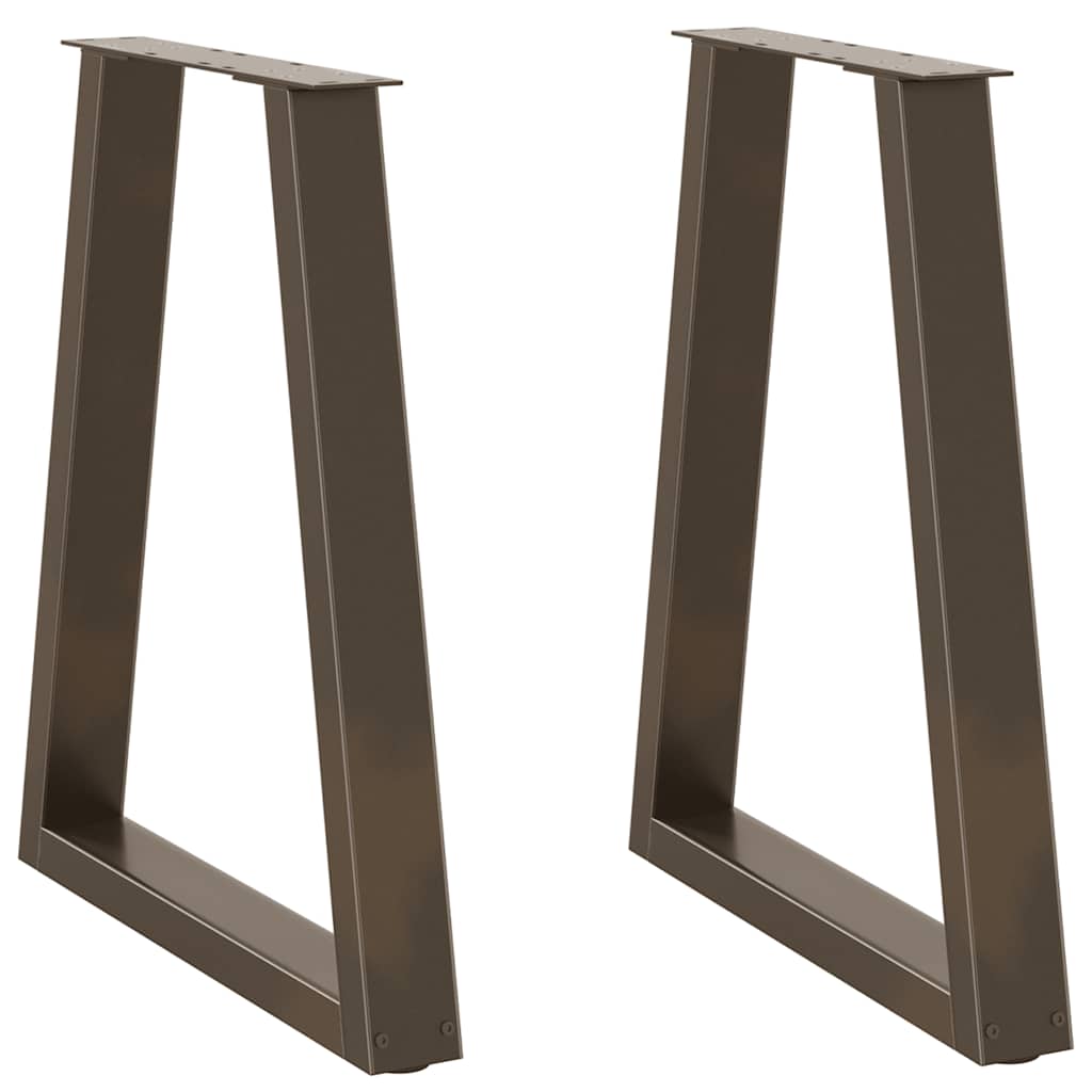 Pieds de table à manger en V, 2 pièces, acier naturel, 50 x (72-73,3) cm