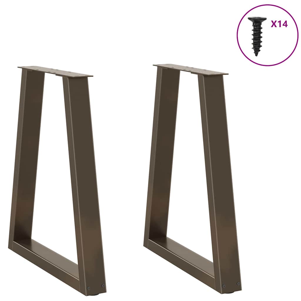 Pieds de table à manger en V, 2 pièces, acier naturel, 50 x (72-73,3) cm