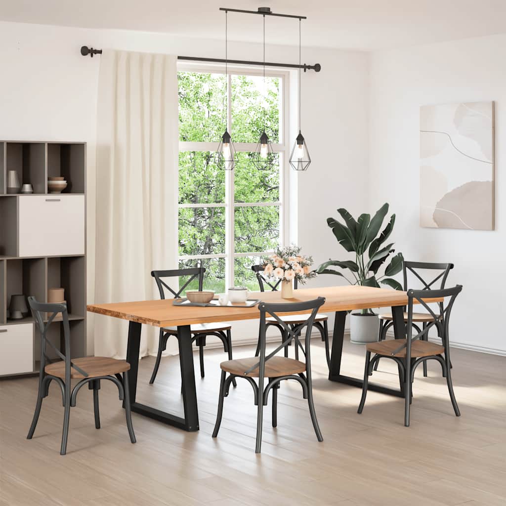 Pieds de table à manger en V, 2 pièces, noir, 70 x (72-73,3) cm, acier