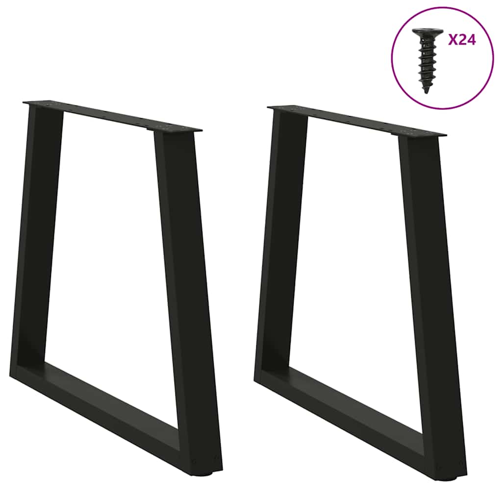 Pieds de table à manger en V, 2 pièces, noir, 70 x (72-73,3) cm, acier