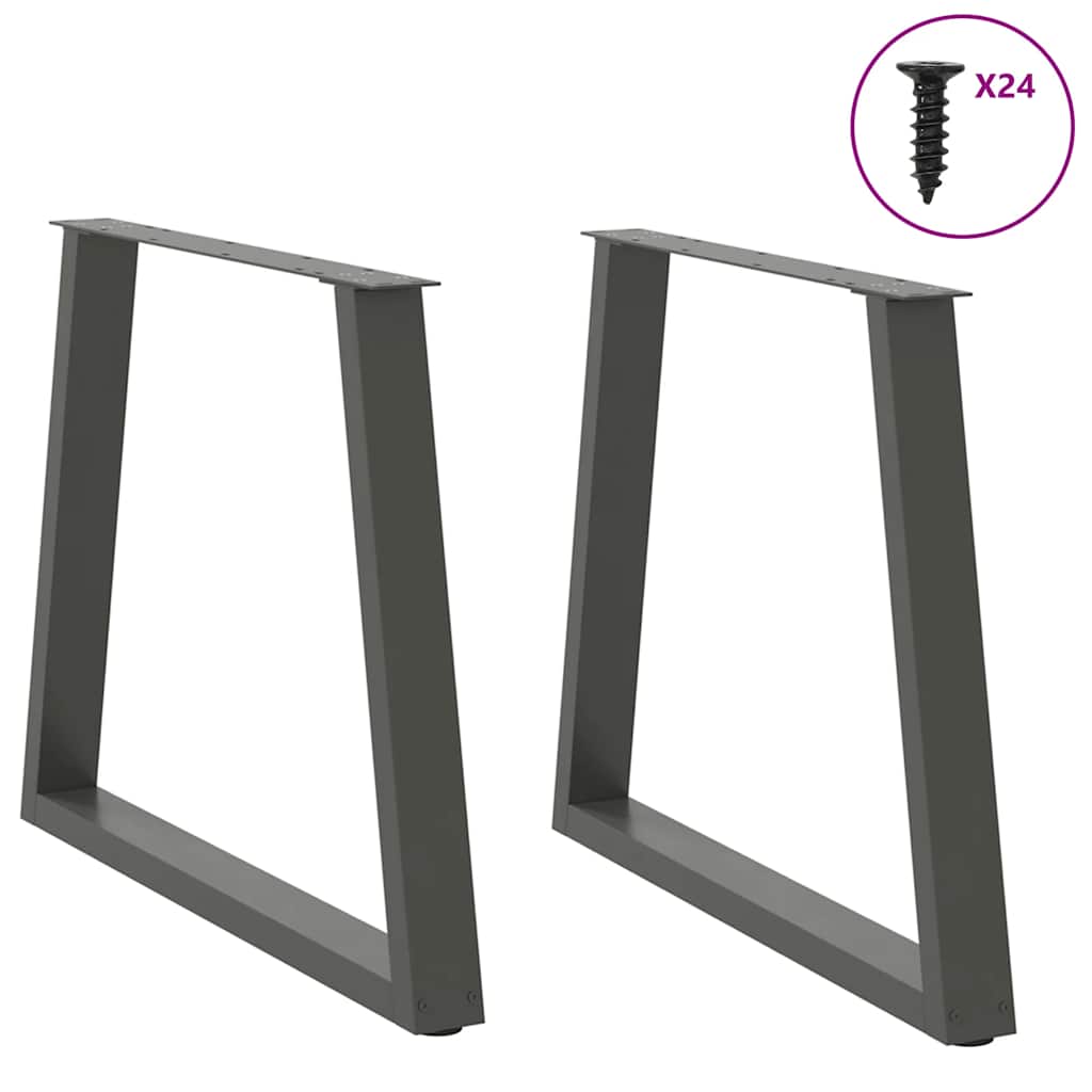 Pieds de table à manger en V, 2 pièces, anthracite, 70 x (72-73,3) cm, acier