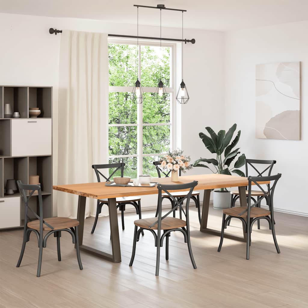 Pieds de table à manger en V, 2 pièces, acier naturel, 70 x (72-73,3) cm