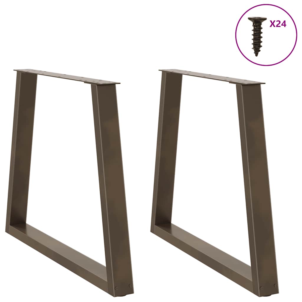 Pieds de table à manger en V, 2 pièces, acier naturel, 70 x (72-73,3) cm