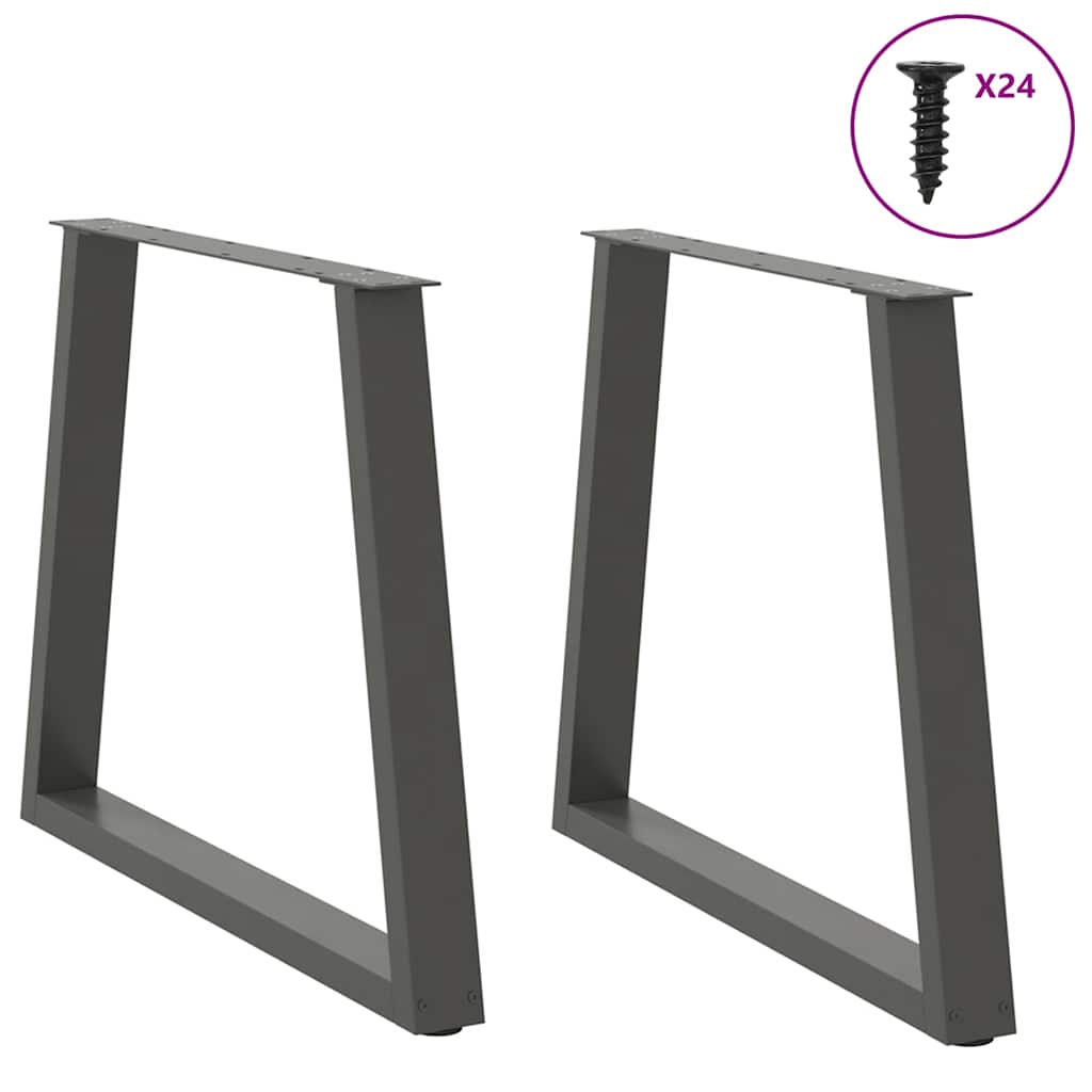 Pieds de table à manger en V, 2 pièces, anthracite, 80 x (72-73,3) cm, acier