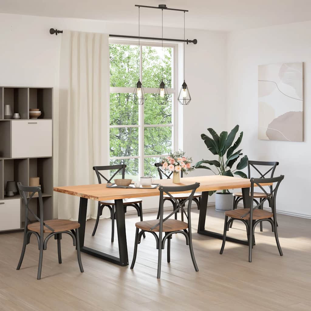 Pieds de table à manger en V, 2 pièces, noir, 90 x (72-73,3) cm, acier