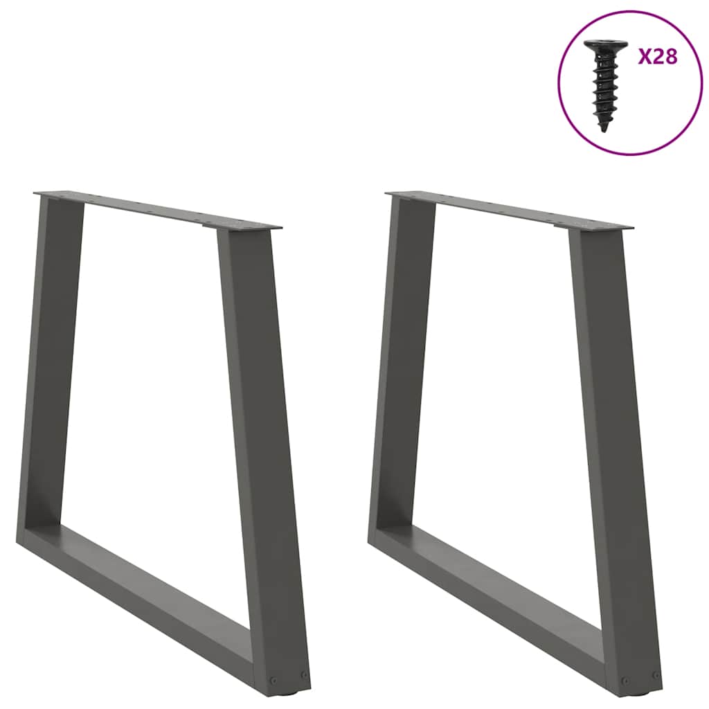 Pieds de table à manger en V, 2 pièces, anthracite, 90 x (72-73,3) cm, acier