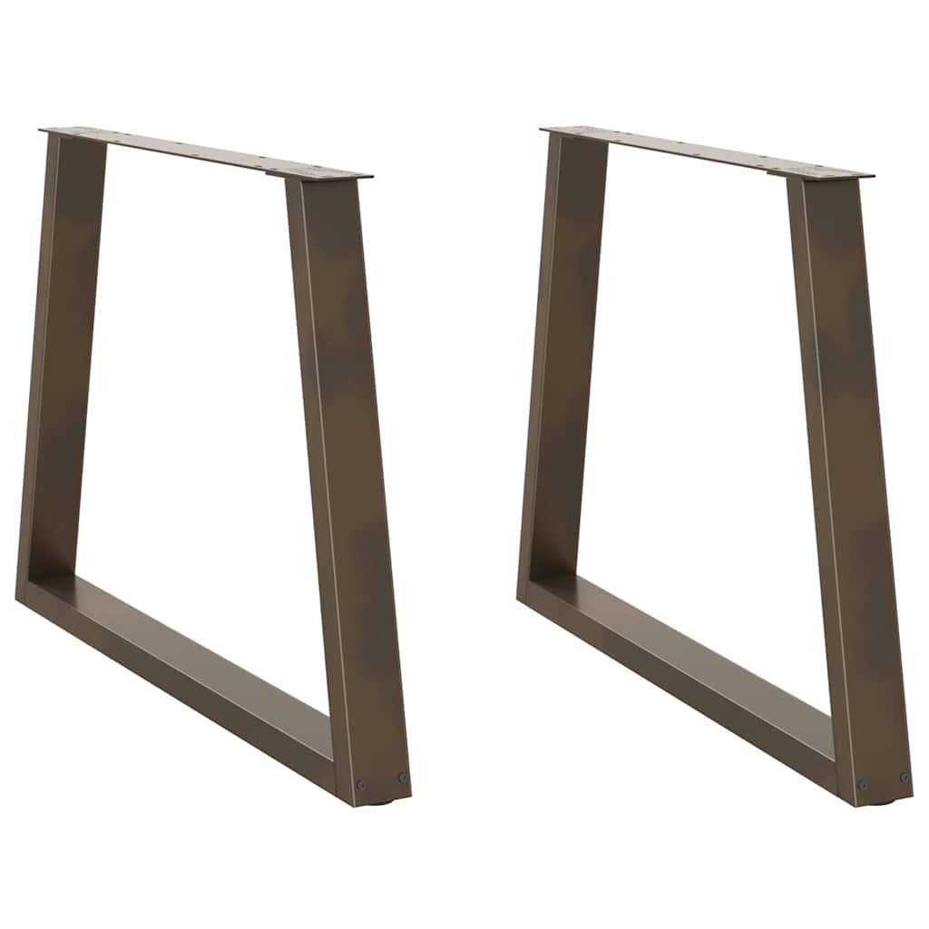 Pieds de table à manger en V, 2 pièces, acier naturel, 90 x (72-73,3) cm