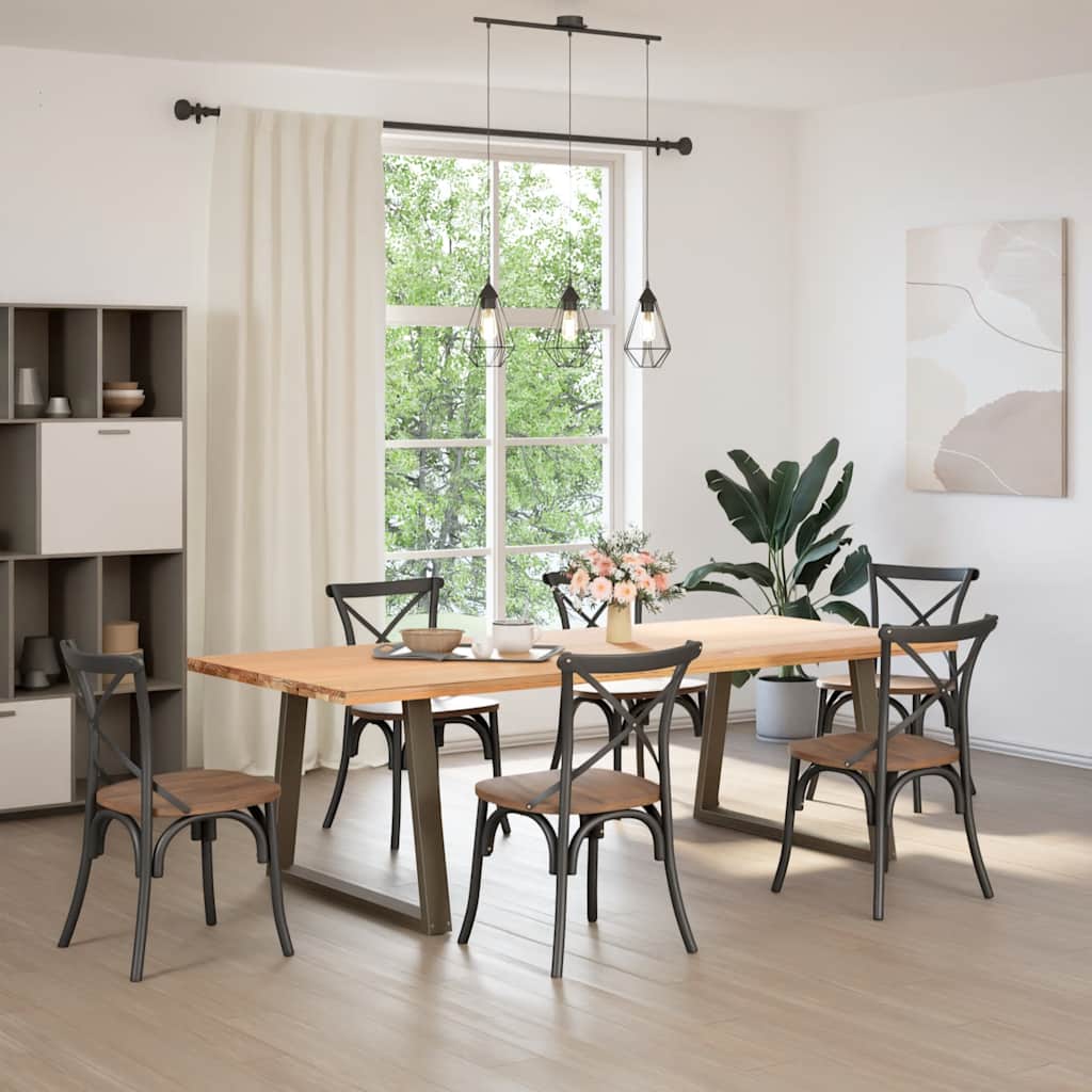 Pieds de table à manger en V, 2 pièces, acier naturel, 90 x (72-73,3) cm