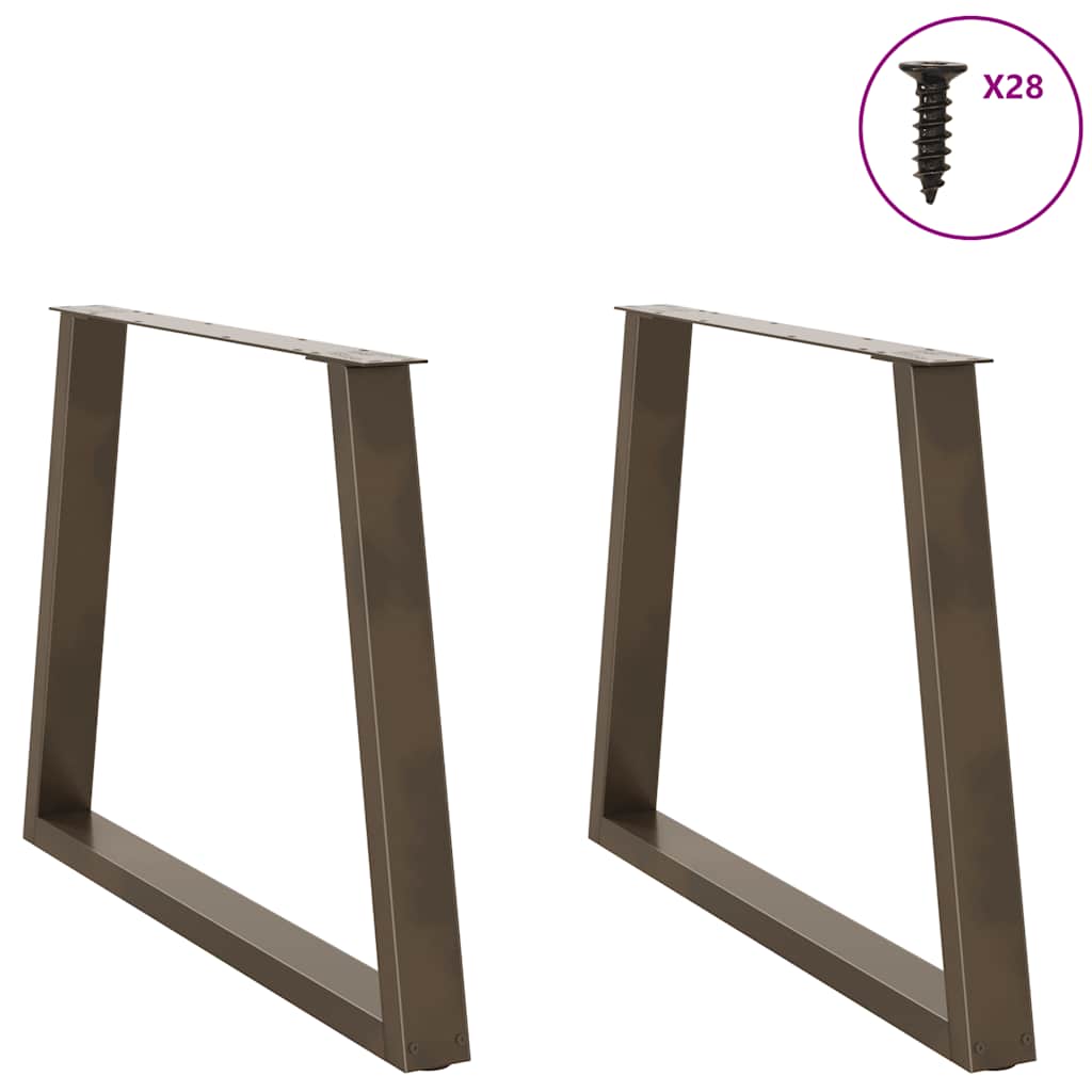 Pieds de table à manger en V, 2 pièces, acier naturel, 90 x (72-73,3) cm