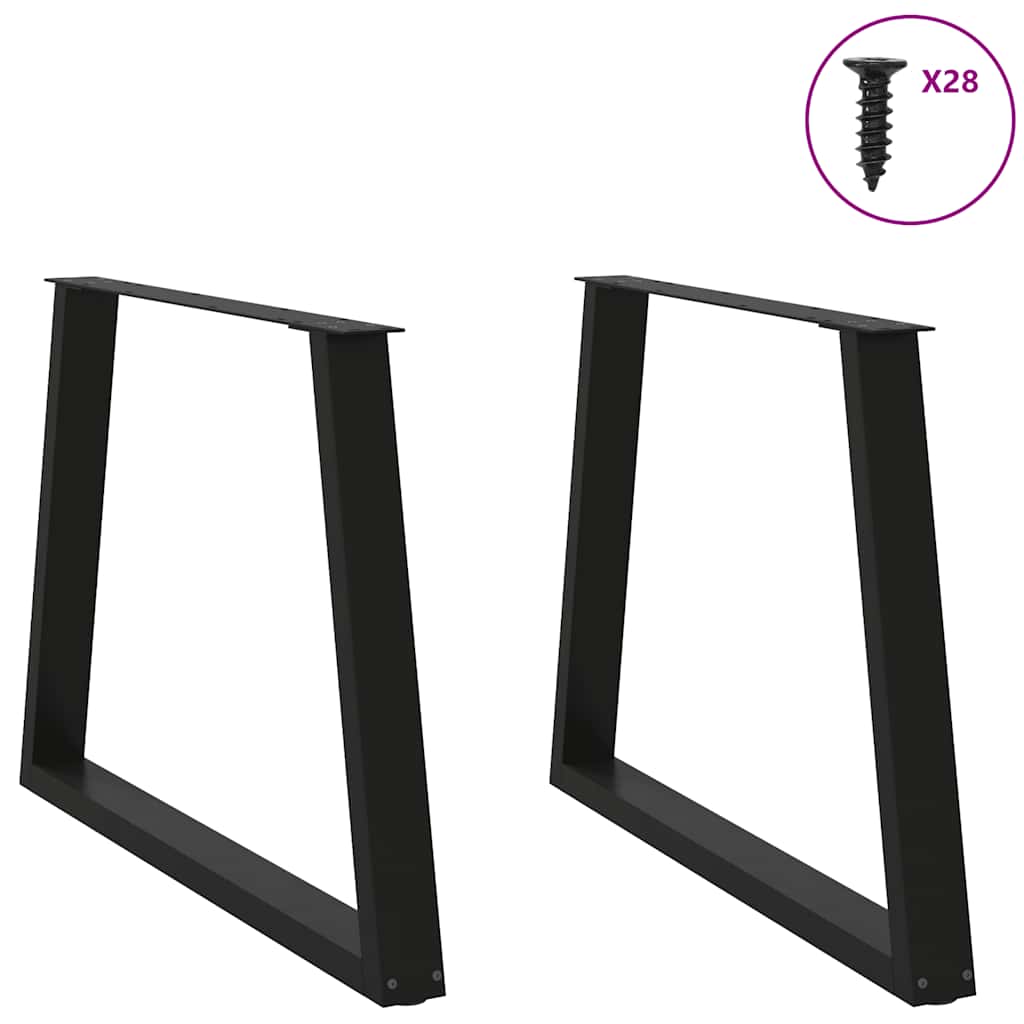 Dining table legs V-shape 2 pieces black 100x(72-73.3) cm steel