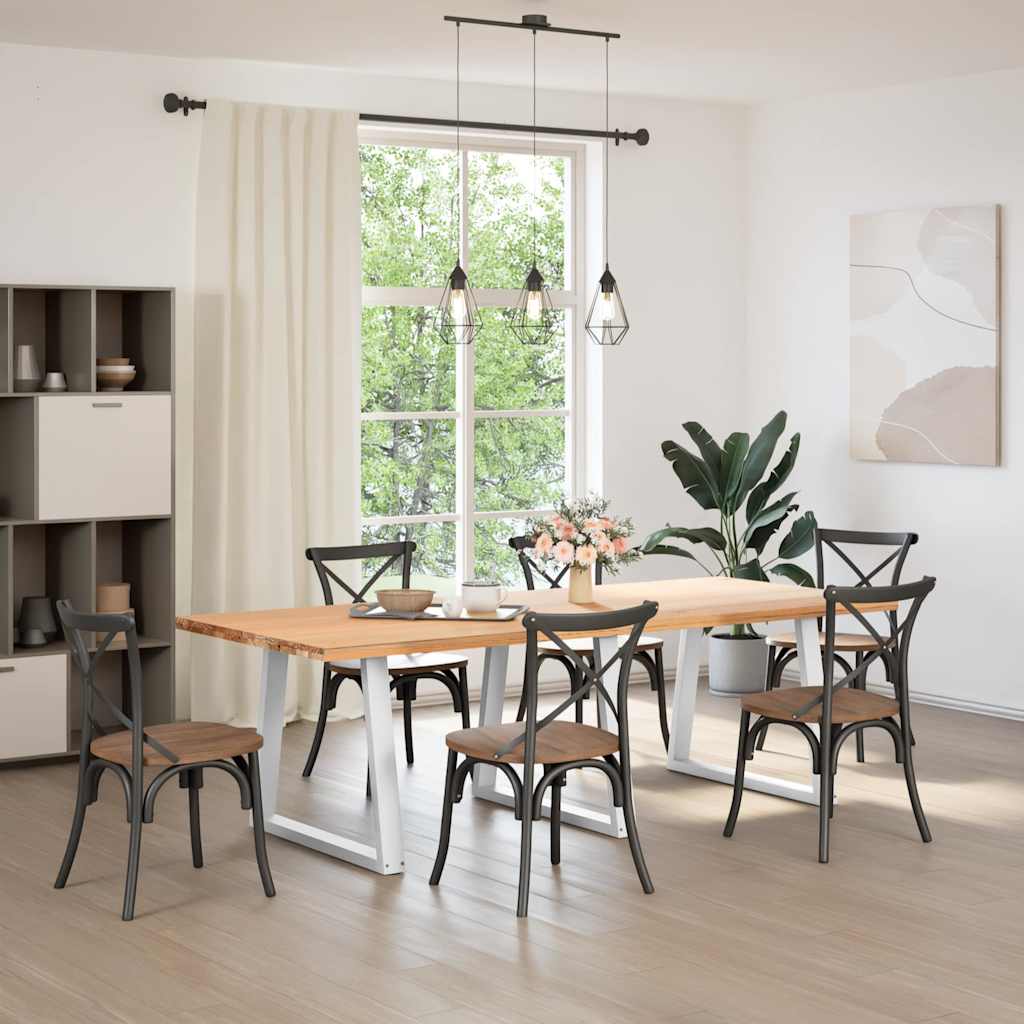 Pieds de table à manger en V, 3 pièces, blanc, 70 x (72-73,3) cm, acier