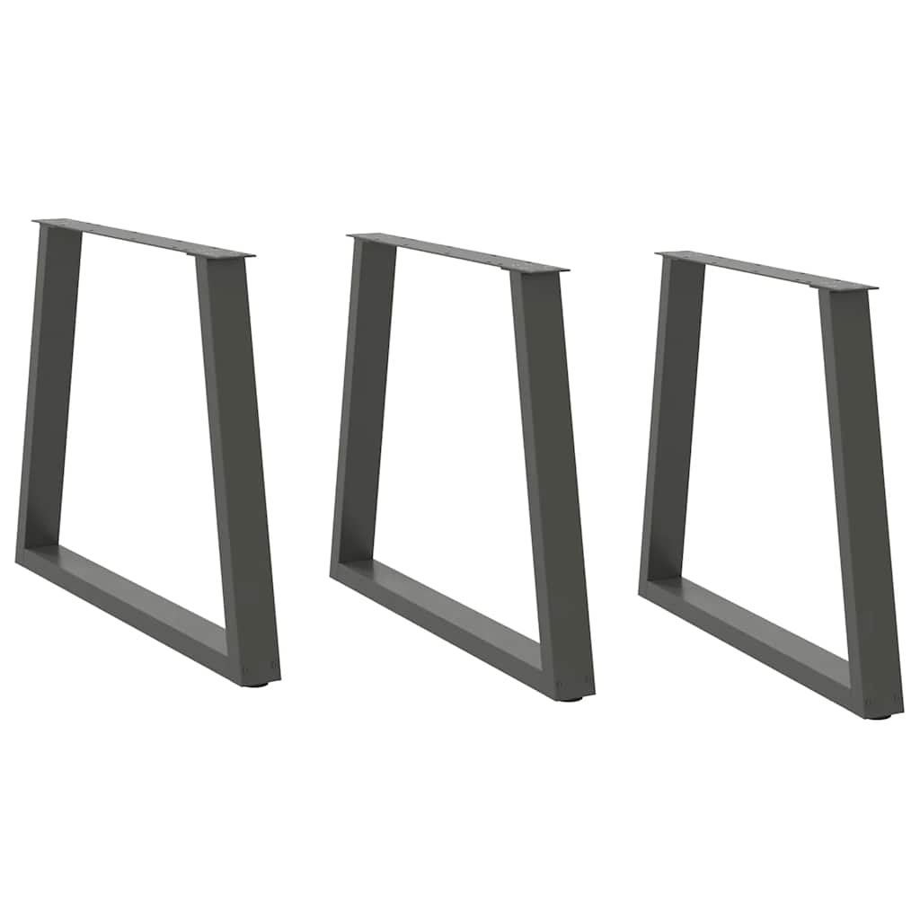Pieds de table à manger en V 3 pièces anthracite 70x(72-73,3) cm acier