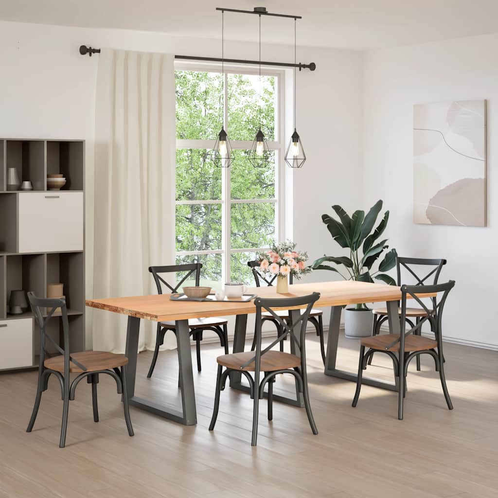 Pieds de table à manger en V 3 pièces anthracite 70x(72-73,3) cm acier