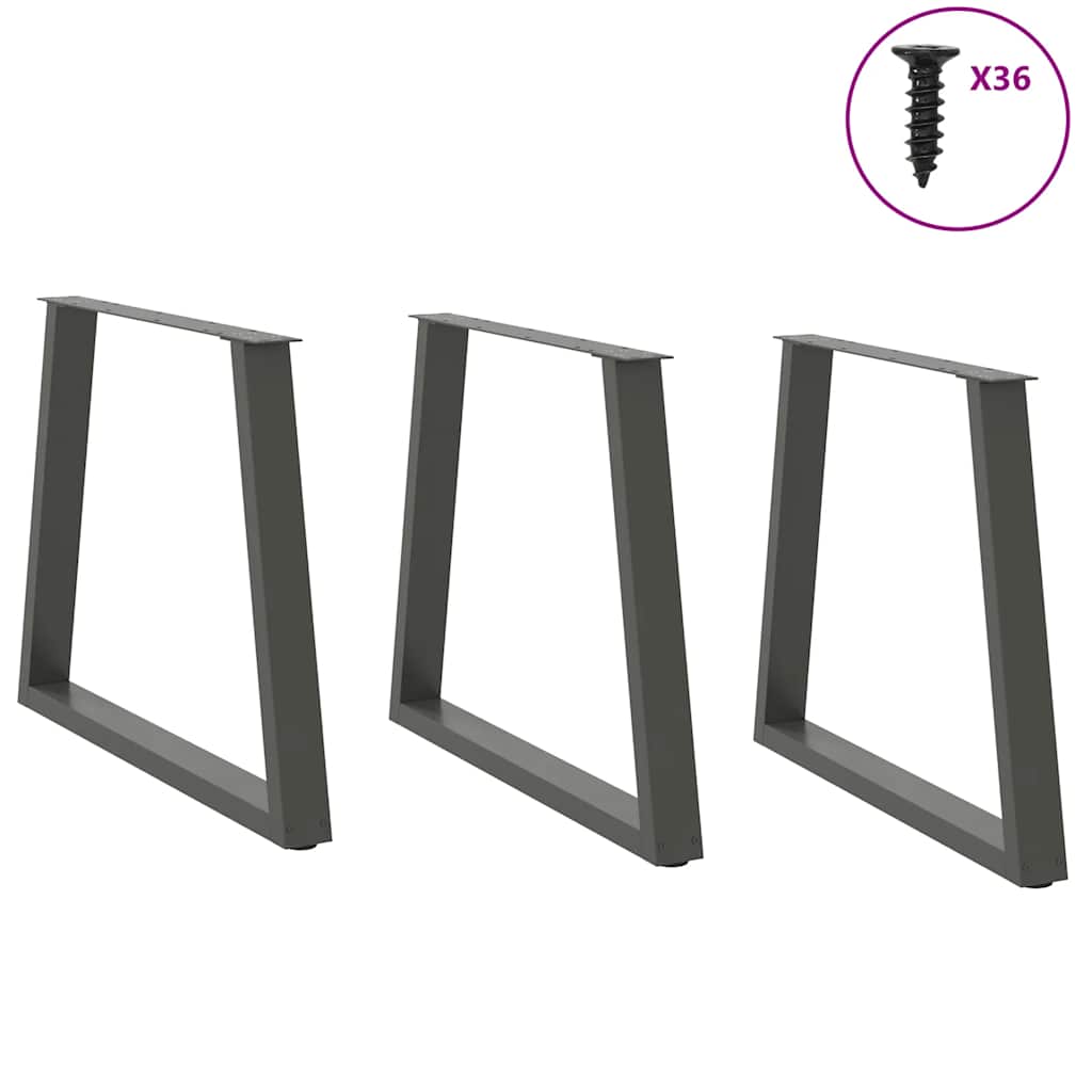 Pieds de table à manger en V 3 pièces anthracite 70x(72-73,3) cm acier