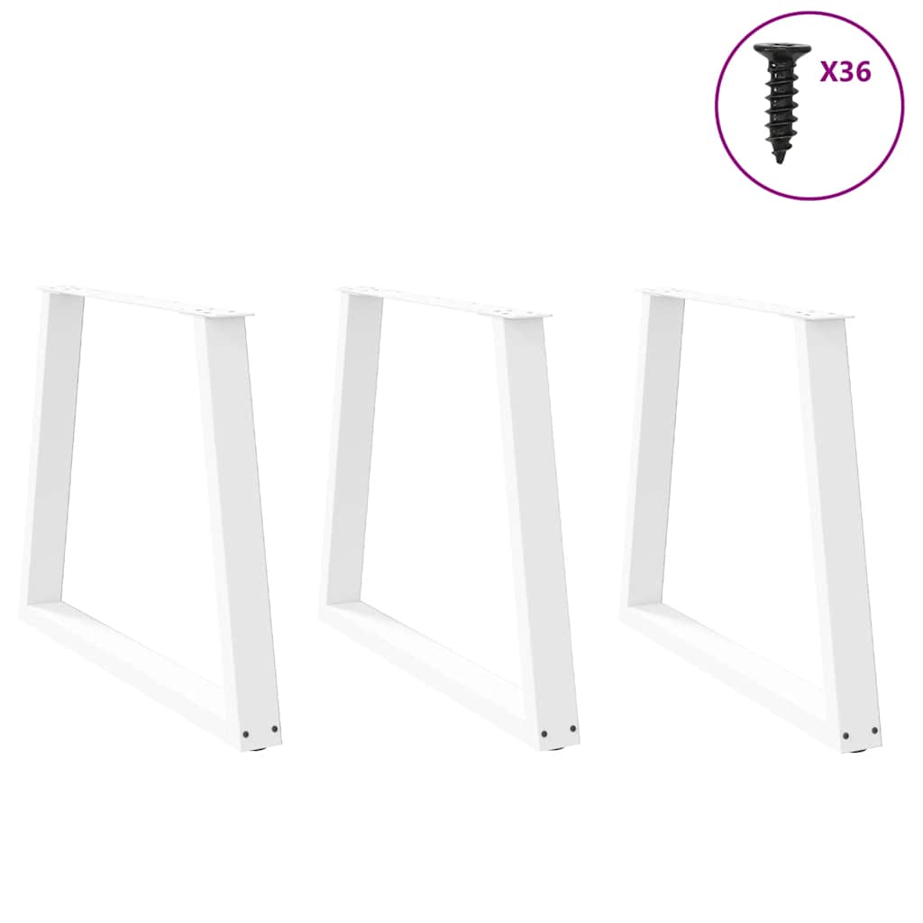 Pieds de table à manger en V, 3 pièces, blanc, 80 x (72-73,3) cm, acier