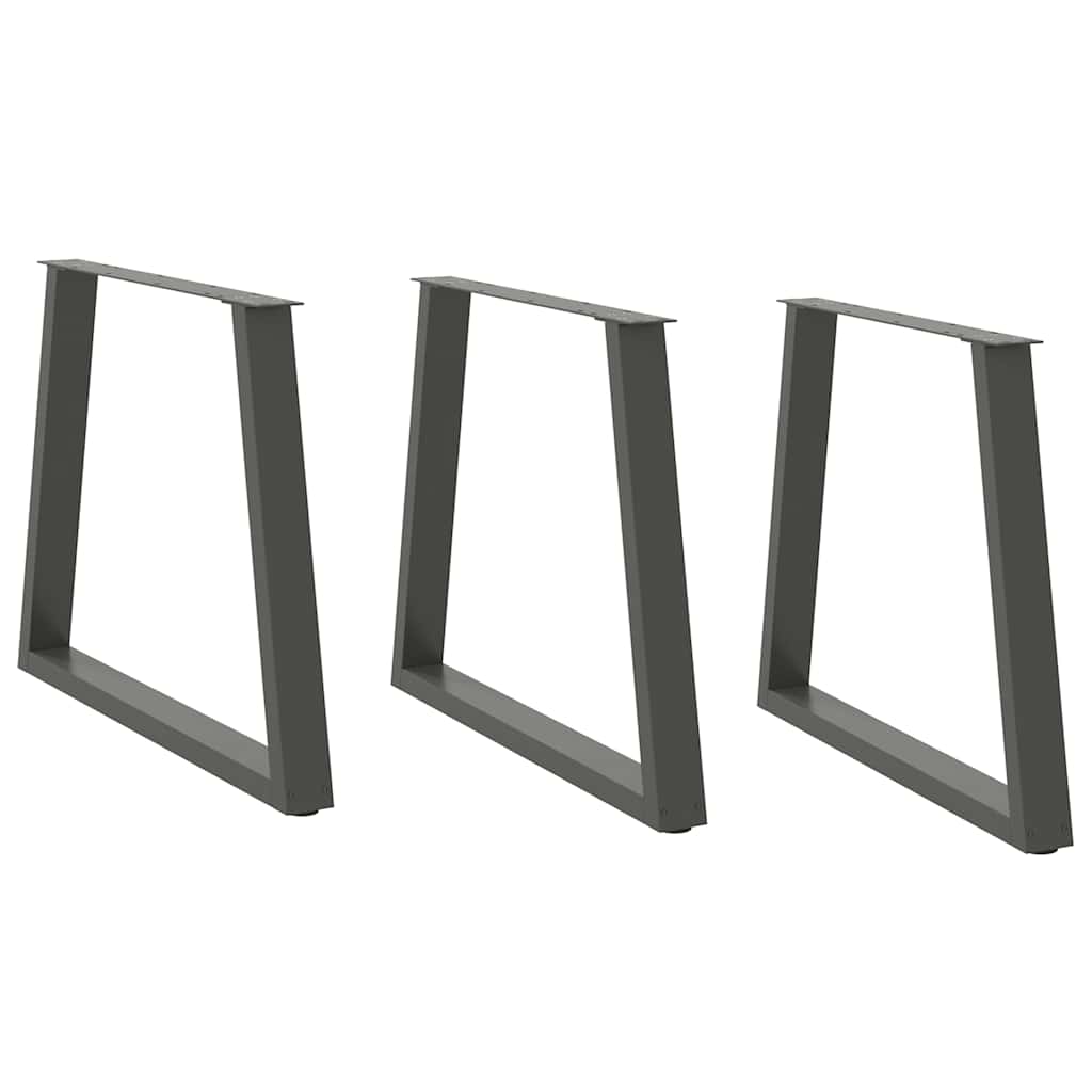 Pieds de table à manger en V 3 pièces anthracite 80x(72-73,3) cm acier