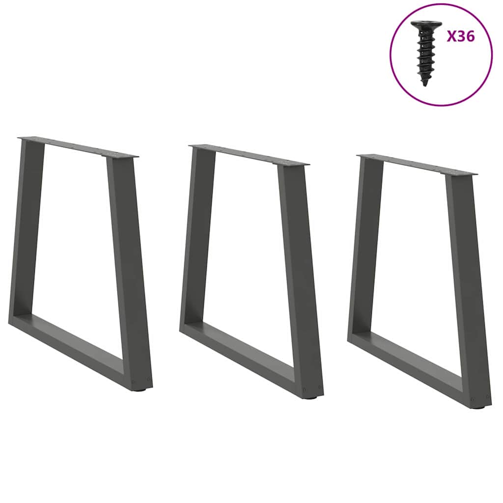 Pieds de table à manger en V 3 pièces anthracite 80x(72-73,3) cm acier