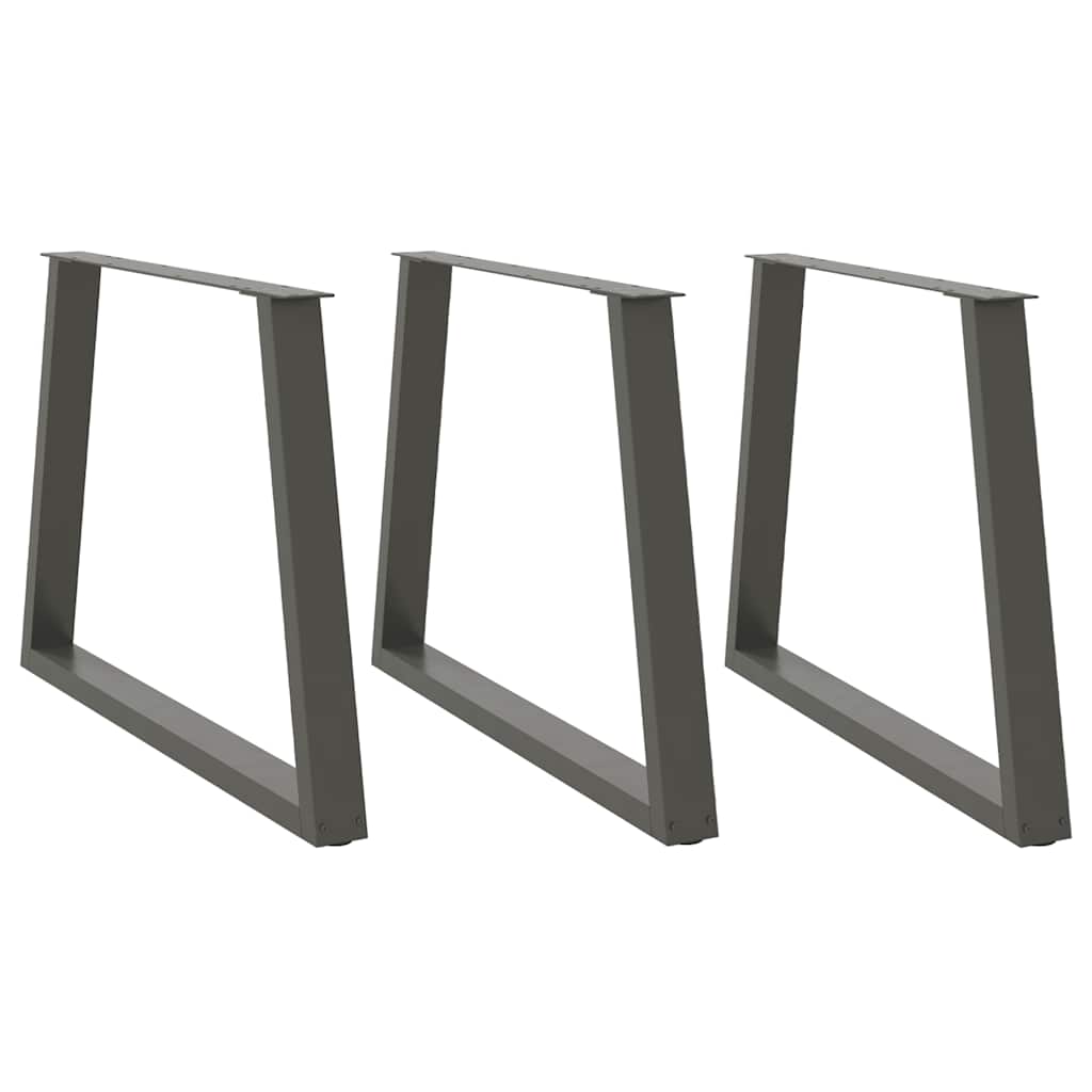 Pieds de table à manger en V 3 pièces anthracite 90x(72-73,3) cm acier