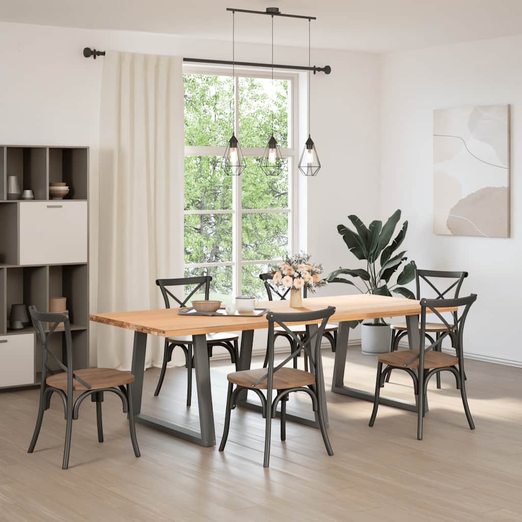 Pieds de table à manger en V 3 pièces anthracite 90x(72-73,3) cm acier