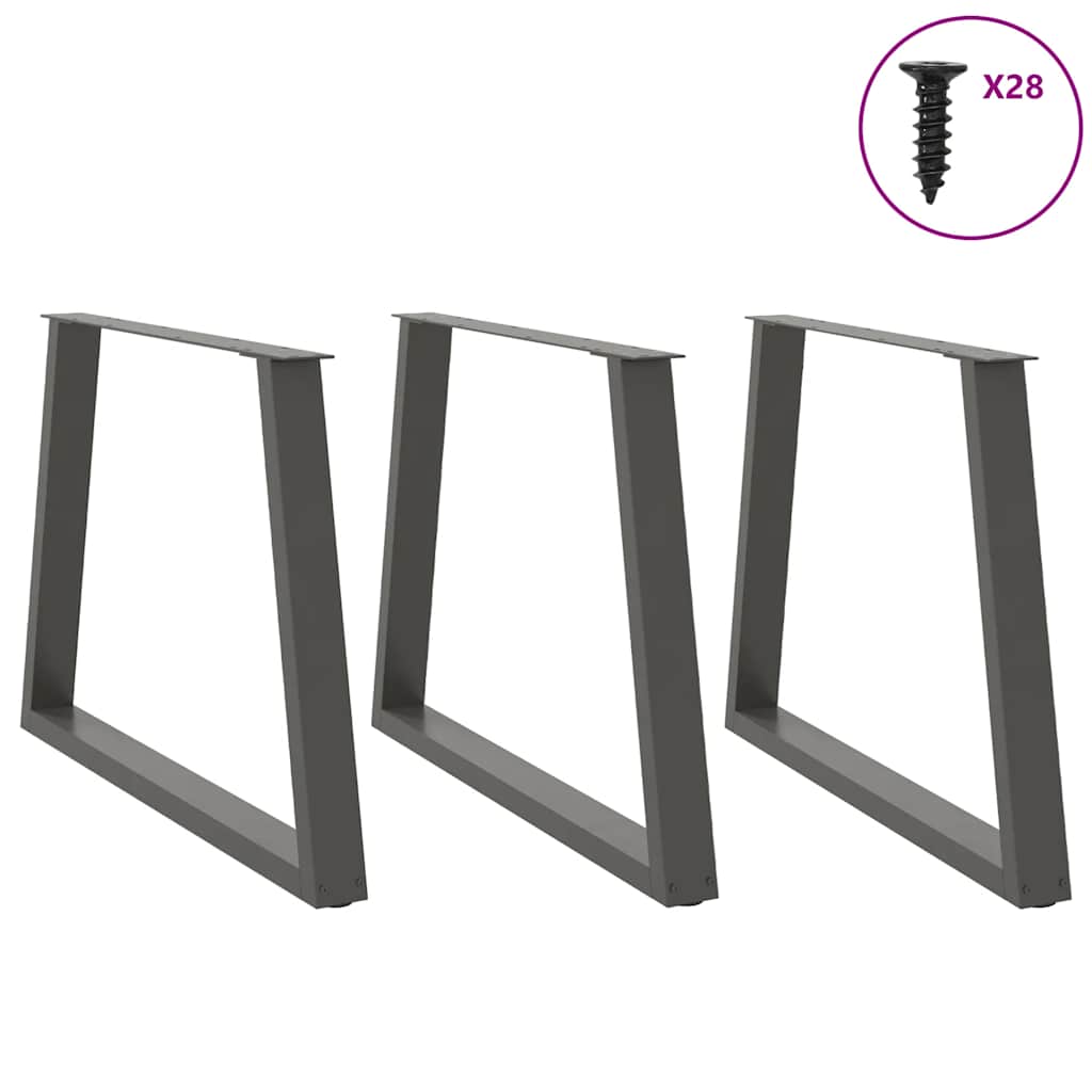 Pieds de table à manger en V 3 pièces anthracite 90x(72-73,3) cm acier