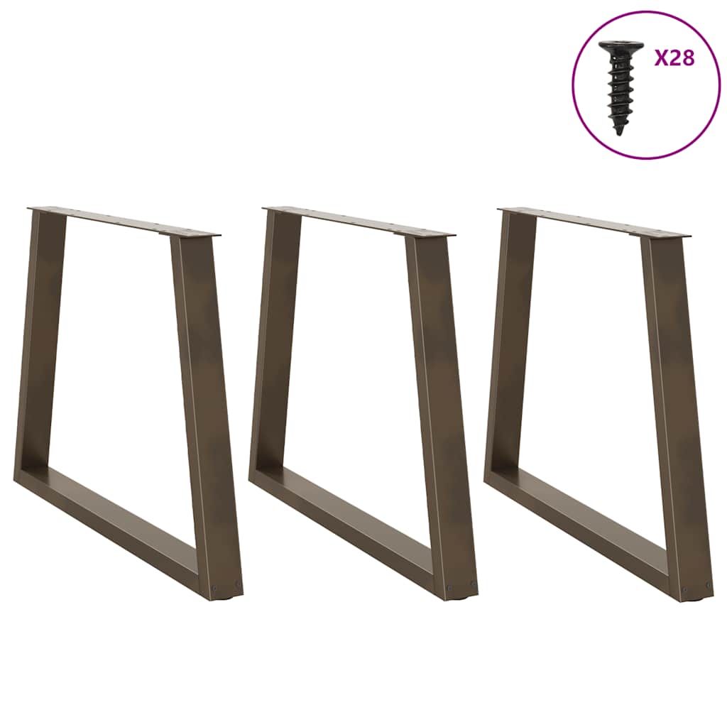 Pieds de table à manger en V 3 pièces acier naturel 90x(72-73,3) cm acier