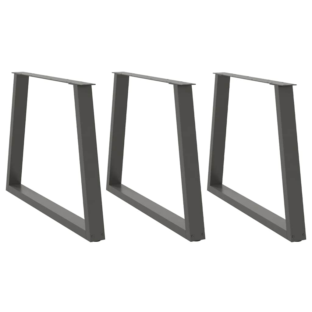 Pieds de table à manger en V 3 pièces anthracite 100x(72-73,3) cm acier