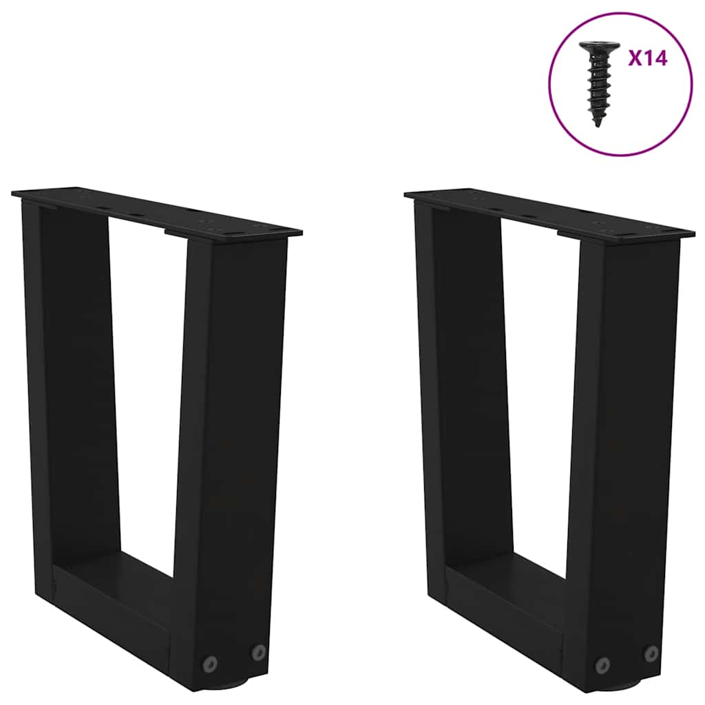 Pieds de table basse en V, 2 pièces, noir, 30 x (30-31,3) cm, acier